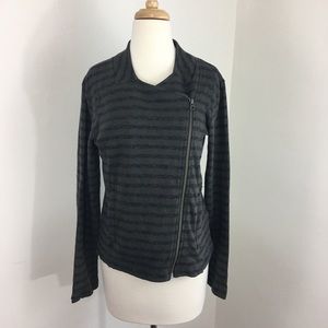 Caslon M moto cotton jersey marled knit raw edges